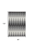 8' X 11' Gray And White Geometric Area Rug