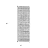 8' Silver Floral Hand Woven Runner Rug