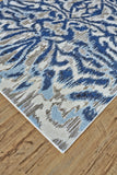 10' X 14' Blue Taupe And Ivory Ikat Distressed Area Rug