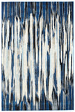 5' X 8' Ivory Blue And Gray Abstract Distressed Area Rug