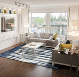 5' X 8' Ivory Blue And Gray Abstract Distressed Area Rug