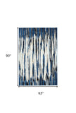 5' X 8' Ivory Blue And Gray Abstract Distressed Area Rug