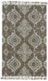 5' X 8' Gray Taupe And Ivory Wool Floral Tufted Handmade Area Rug With Fringe