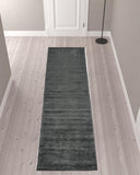 10' Gray and Black Hand Woven Runner Rug