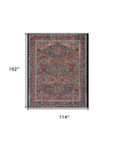 10' x 13' Blue and Red Wool Floral Hand Knotted Distressed Area Rug