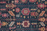 8' Pink Blue And Orange Wool Floral Hand Knotted Distressed Stain Resistant Runner Rug With Fringe