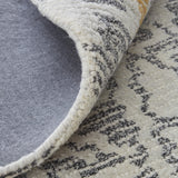 8' Gray Ivory And Orange Round Wool Geometric Tufted Handmade Area Rug