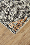 8' x 11' Black and Ivory Wool Geometric Handmade Distressed Area Rug