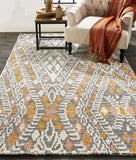 8' x 11' Black and Ivory Wool Geometric Handmade Distressed Area Rug