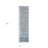 10' Blue and Gray Ombre Hand Woven Runner Rug