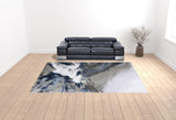 10' X 14' Blue Gray And White Abstract Area Rug