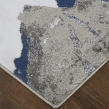 10' X 14' Blue Gray And White Abstract Area Rug