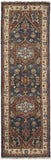 8' Red Black And Ivory Wool Floral Hand Knotted Stain Resistant Runner Rug