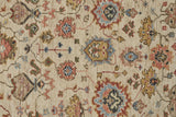 8' Ivory Red And Blue Wool Floral Hand Knotted Stain Resistant Runner Rug