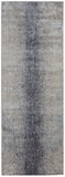8' Ivory And Blue Abstract Power Loom Runner Rug