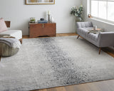 2' X 3' Ivory Gray And Black Abstract Power Loom Area Rug