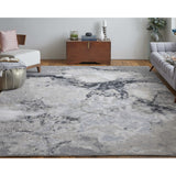 2' X 3' Ivory Gray And Black Abstract Power Loom Area Rug