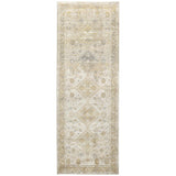 8' Gold and Ivory Floral Runner Rug