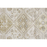 8' Gold and Ivory Floral Runner Rug