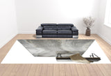 13' X 20' Gray Ivory And Blue Abstract Area Rug