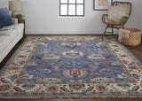 13' X 20' Gray Ivory And Blue Abstract Area Rug