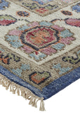 8' X 10' Blue And Red Wool Floral Hand Knotted Stain Resistant Area Rug