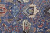 8' X 10' Blue And Red Wool Floral Hand Knotted Stain Resistant Area Rug