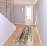 8' Orange Purple And Green Abstract Power Loom Runner Rug