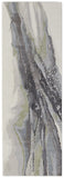 8' Green Purple And Ivory Abstract Power Loom Runner Rug