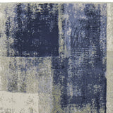 8' Blue Green And Ivory Abstract Power Loom Distressed Runner Rug
