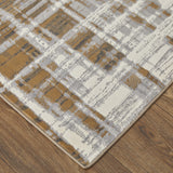 8' Blue Green And Ivory Abstract Power Loom Distressed Runner Rug