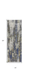 8' Blue Gray And Tan Abstract Power Loom Distressed Runner Rug