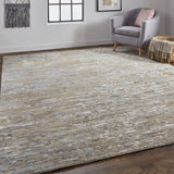 5' X 8' Brown And Gray Wool Abstract Hand Knotted Area Rug