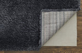 9' X 12' Black Shag Power Loom Area Rug
