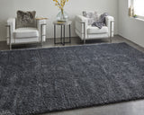 9' X 12' Black Shag Power Loom Area Rug