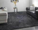 10' X 14' Black Shag Power Loom Area Rug