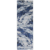 10' Blue and Ivory Abstract Power Loom Runner Rug