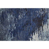 10' Blue and Ivory Abstract Power Loom Runner Rug