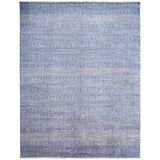 8' x 10' Blue and Silver Wool Striped Hand KNotted Area Rug