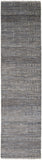 10' Gray Wool Striped Hand Knotted Runner Rug