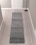 10' Gray Wool Striped Hand Knotted Runner Rug