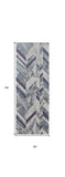 9' X 12' Ivory Blue And Gray Chevron Power Loom Distressed Area Rug
