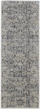 12' Ivory Gray And Taupe Abstract Power Loom Distressed Runner Rug With Fringe