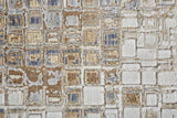 10' X 13' Tan Ivory And Blue Geometric Power Loom Distressed Area Rug