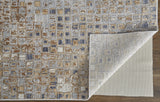 10' X 13' Tan Ivory And Blue Geometric Power Loom Distressed Area Rug