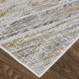 12' X 15' Tan Ivory And Gray Abstract Power Loom Distressed Area Rug