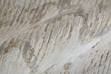 12' Tan Ivory And Blue Abstract Power Loom Distressed Runner Rug