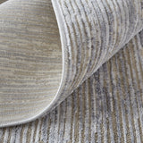 12' Taupe Silver And Tan Abstract Power Loom Runner Rug