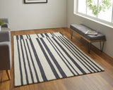 8' X 10' Ivory And Black Wool Abstract Tufted Handmade Area Rug