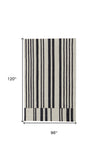 8' X 10' Ivory And Black Wool Abstract Tufted Handmade Area Rug